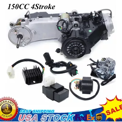 150CC 4 Stroke Long Case Complete Engine GY6 Scooter ATV Go Kart CVT Engine USA • $331.55