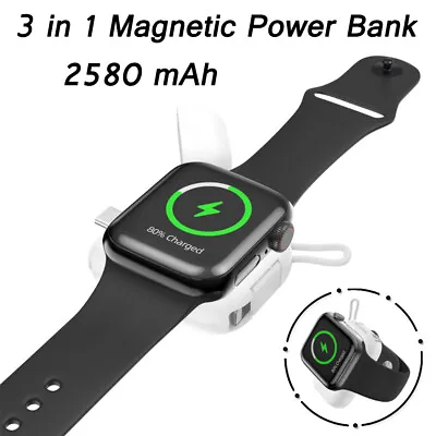 Mini 2580mAh Magnetic Power Bank Portable Charger For Android Apple Watch IPhone • $16.23