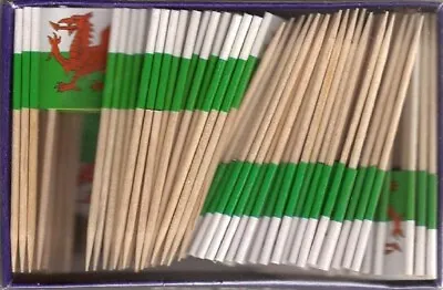 One Box Of 100 Wales Toothpick Flags 100 Small Mini International Flags • $5.95