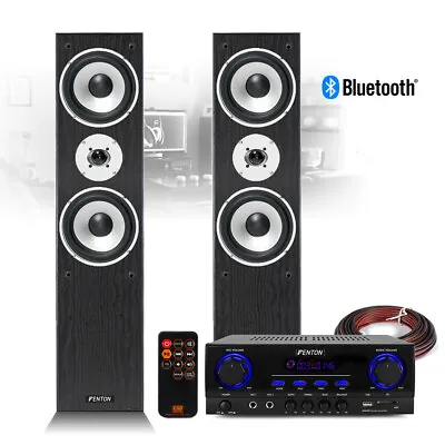 SHFT60 HiFi Tower Speakers And Stereo Amplifier Bluetooth MP3 Home Music System • £180