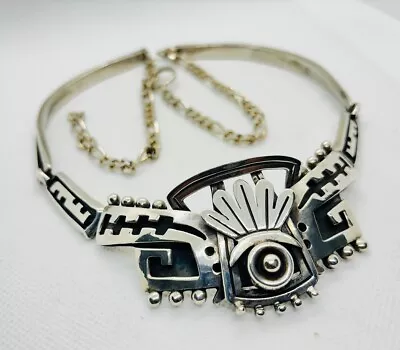 TAXCO MEXICO Vintage Sterling Silver 925 Aztec Necklace 88 Grams • $299.99