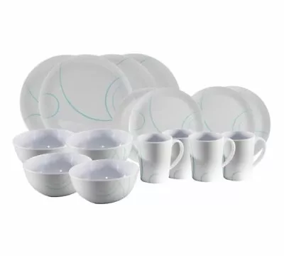 £30.95 • Buy  Melamine Dinner Set Swirl Turquoise 16 Piece Caravan Motorhome Picnic ME495