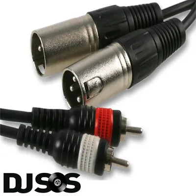 PULSE 1.5m 2x 3 Pin Male XLR To 2x Phono (RCA) Plug Signal Lead Audio DJ Cable • £10.54