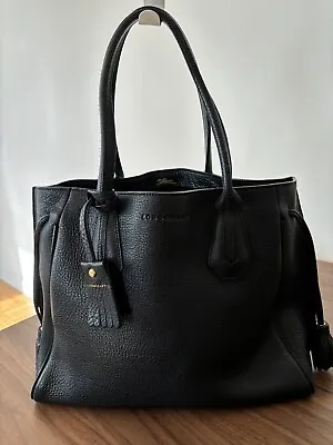 Longchamp Penelope Large Black Tote Bag | Top Zip | Laptop Minimalist Bag • $459