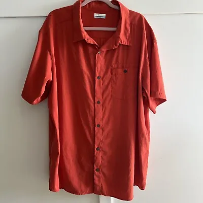 Columbia 2XL Short Sleeve Button Front Solid Casual Bowling Shirt Orange Sz XXL • $11.05