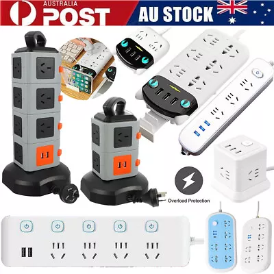 AU Plug Power Board Multi Way Outlet Socket USB Charging Ports Surge Protector • $19.79