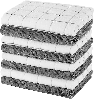 Gryeer 8 Pack Microfibre Tea Towels Super Absorbent Soft And Lint Free Kitchen • £18.15