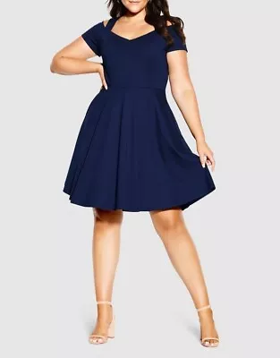 CITY CHIC Retro Vibe Dress In Navy Plus Size XL / 22 NWT [RRP $119.95] • $50