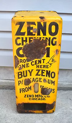 Vintage Zeno Chewing Gum Vending Porcelain Coin Operated Machine FRONT Cover Lid • $295