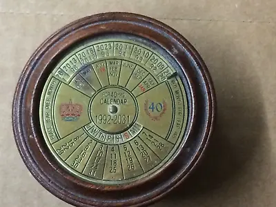 Vintage Wood And Brass Nautical 40 Year Perpetual Desk Calendar 1992-2031 • $17.99