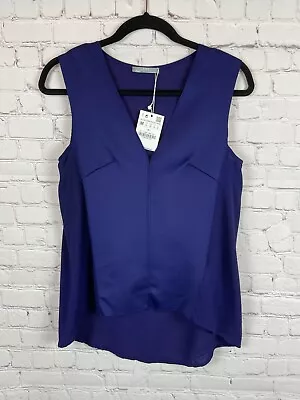 ZARA W&B COLLECTION Royal Blue High-low Sleeveless Top Blouse Tunic A-line M NWT • $21