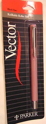 Vintage Parker Vector  BLACK FINE Refillable Roller Ball Pen  New On Card • $17.50
