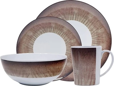 £3 • Buy Camping Caravan Picnic Fishing Travel Melamine 16pc Dining Dinner Set - STONE
