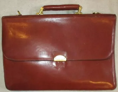 Vintage Cole Haan Brown Leather Hand Held Zippered Briefcase Document Case • $24.99