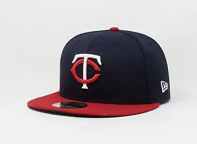 New Era 59Fifty Men Women Cap Minnesota Twins Navy Blue On Field Road Fitted Hat • $41