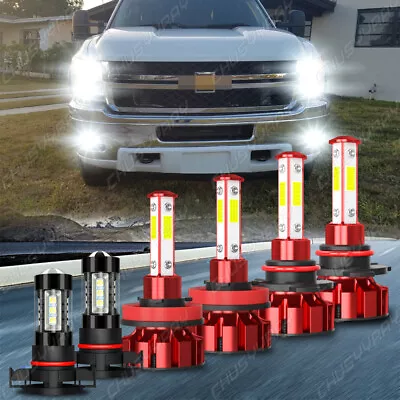 6x LED Headlight+Fog Light Bulbs For Chevy Silverado 1500 2500 2007 - 2015 6000K • $39.64