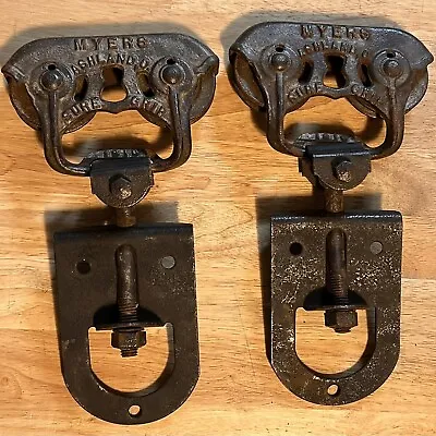 Myers Adjustable Sure Grip Stay-On Cast Iron Barn Door Rollers & Hanger Hardware • $145