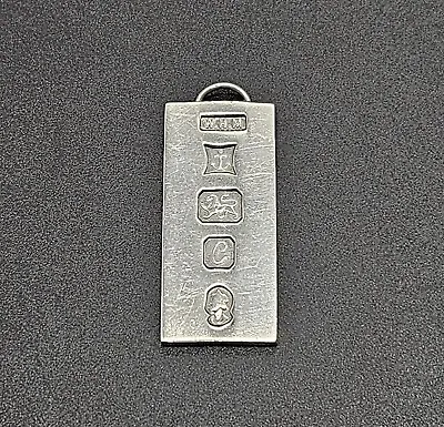 Vintage Sterling Silver Ingot Style Pendant 0.54 Oz/15.4 Gr/Birmingham/UK/1977 • $49.99