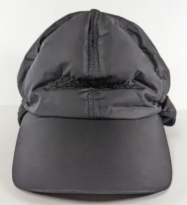 Eddie Bauer Winter Hat Cap Size S/M Black Ear Flaps Goose Down Insulated Fleece • $19.99