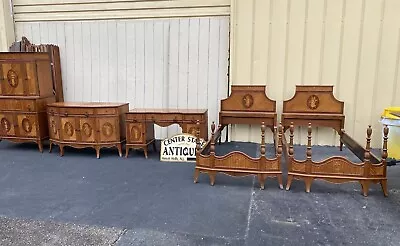 65038   CUSTOM HAND MADE Inlaid Bedroom Set High Chest Dresser Vanity  2 Beds • $5250