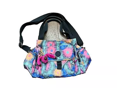 Kipling Tote Cute Purple Teal Tie Dye Swirl Shoulder Strap Bag 2000s Y2K Monkey • $34