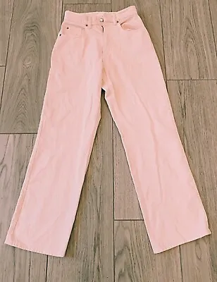 Womens H & M Baby Pink Cotton Jeans Size 6 UK Teen Straight / Wide Leg NWOT • £13.49