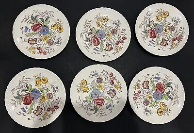 Hand Painted Vernon Kilns May Flower Salad Plates Set Of 6 • $50