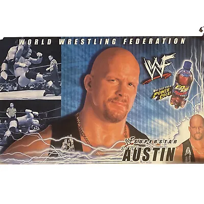 Stone Cold Steve Austin Wall Poster RC Edge WWF WWE 37x22 Wrestling Vtg 2000 Y2k • $14.77