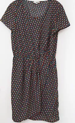 NW3 Hobbs Willow Wrap Dress Black Green Red Blue Geo Print Fit Flare Size 10 Vgc • £29.99