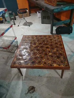 1960's Mid-Century Modern Coffee Table 32  X 32  Log End-Grain Rustic 15  Tall • $80