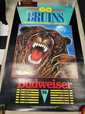 Vintage 80s Budweiser Beer UCLA Bruins 1988 Football Promo Poster Schedule • $50