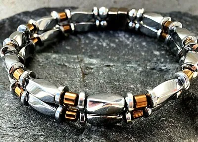 $46.99 • Buy Hematite Magnetic Copper Silver Bracelet Anklet 2 Row Rated STRONG