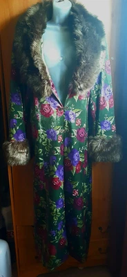 £79.99 • Buy Joe Browns Long Floral Green Maxi Faux Fur Maxi Coat Size 16