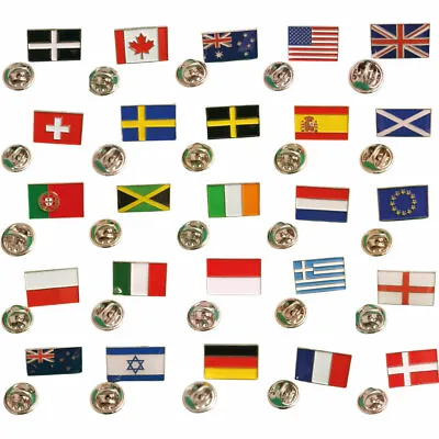 Country Flags Metal Lapel Pin Badge Choice Of 50+ Countries FREE UK Delivery • £2.99