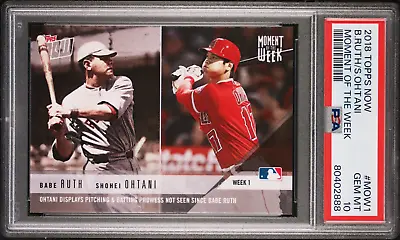 PSA 10 SHOHEI OHTANI/BABE RUTH 2018 Topps Update Moment Of The Week RC GEM MINT • $199.99