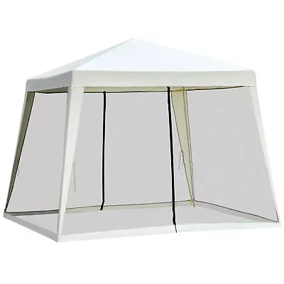 Outsunny 3x3m Outdoor Gazebo Canopy Tent Event Shelter W/ Mesh Screen Side White • £49.99