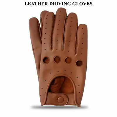 Mens Classic Retro Style Quality Chauffeur Soft Lambskin Leather Driving Gloves • £10.49