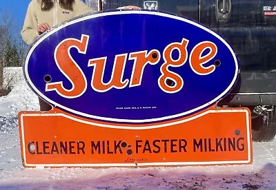 🚨RARE  Vintage SURGE Milker Neon Skin Porcelain Sign 6ft HUGE Holy Grail 🔥🔥🔥 • $12500