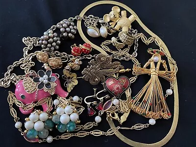 Vintage Mixed Jewelry Lot ￼Pink Elephant Bee￼ Ladybugs Teddy Bear Angel So Cute! • $14.99