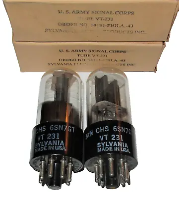 Matched Pair 1940's Nos Nib Super Premium Sylvania Jan 6sn7gt Vt231 Tubes • $250