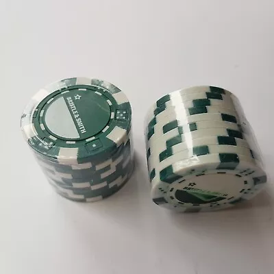 Bristle & Smith Resin Casino Twin Chip Rolls 10 VTG Poker Gambling Green White • £4.60