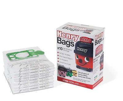 Genuine 10 X Pack Numatic Hepa-Flo Hoover Vacuum Bags Henry Hetty James NVM-1CH. • £11.50