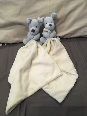 Marks And Spencer Dog Comforter Soft Toy TWO M&S Blue Puppy Blankie • £8