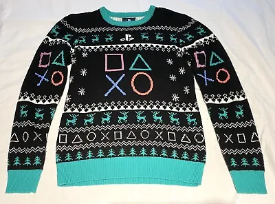 $34.95 • Buy Men's MEDIUM Sony Playstation Symbols Ugly Christmas Sweater Holiday Party Gamer