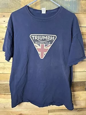 Mens Vintage Look Triumph Motorcycle T-Shirt Blue Size XL • $7.99