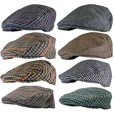 Mens English Vintage Winter Wool Blend Plaid Ivy Newsboy Bill Flat Cap Hat • $14.99