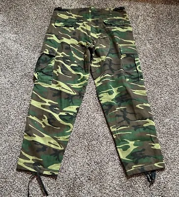 Vtg 90s Y2K Camo Red Head Cargo Pants Wide Straight Leg Baggy Large Grunge • $12.50