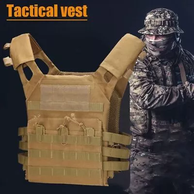 Adjustable Tactical Vest CS Game JPC Molle Plate Carrier Outdoor Body Armor • $31.13