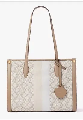 New Kate Spade Flower Jacquard Stripe Market Medium Tote Natural Multi • $199.99