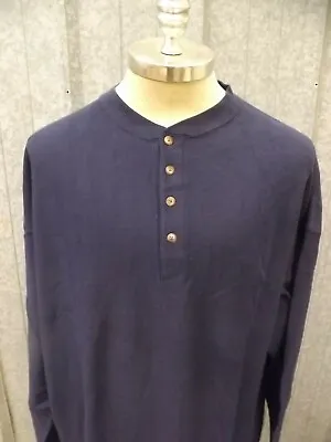 NEW Dk Blue Chevron Texture Soft Cotton 1/4 Button Pullover LS Casual Shirt 3XL • $23.99